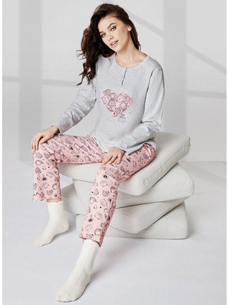 Pijama largo de mujer de algodón calentito
