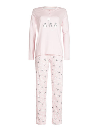 Pijama largo de mujer de algodón con pingüinos