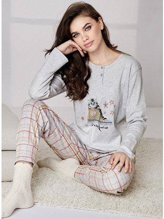 Pijama largo de mujer Serafino de cálido algodón.