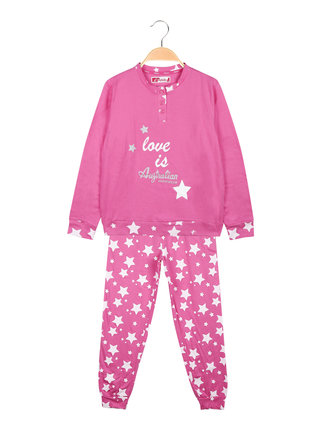 Pijama largo niña en cálido algodón