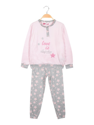 Pijama largo niña en cálido algodón