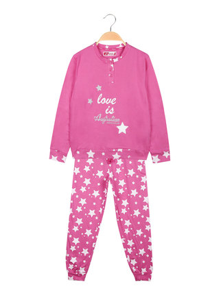 Pijama largo para niña en cálido algodón