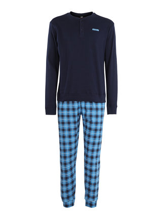 Pijama largo y cálido de algodón para hombre.