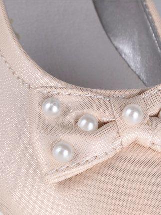 Pink ballet flats with strap and bow
