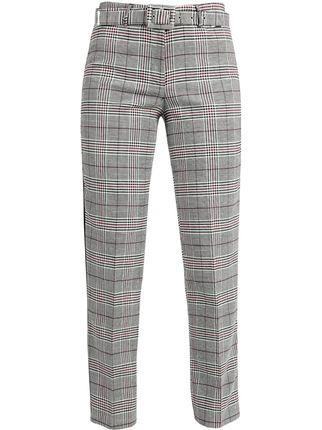 Plaid trousers with side stripes