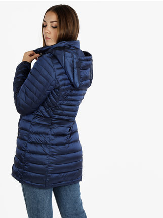 Plus size long women's down jacket with hood