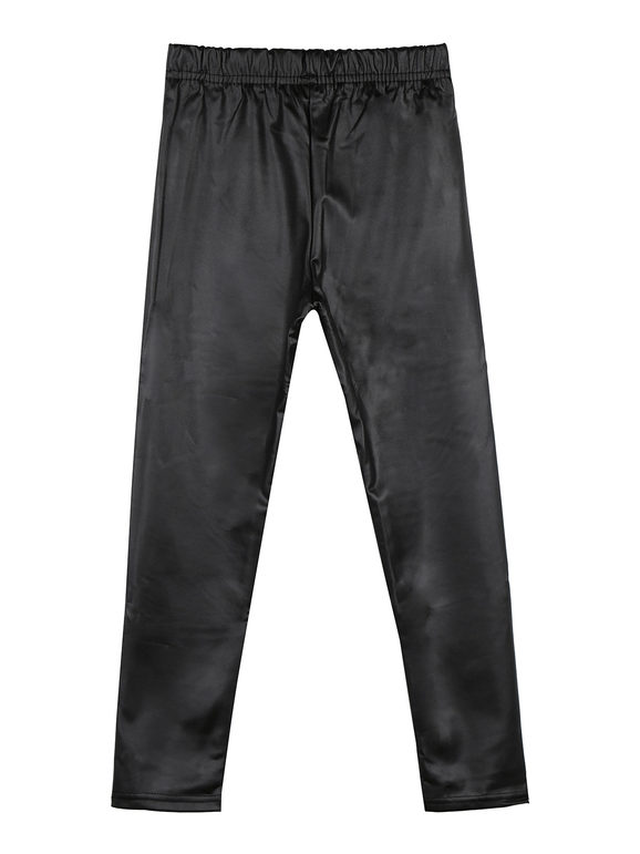 Plush faux leather leggings for girls
