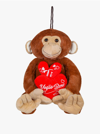 Plush monkey with hearts "I LOVE YOU"