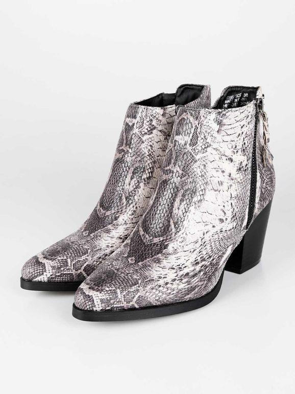Pointed python ankle boots with heel