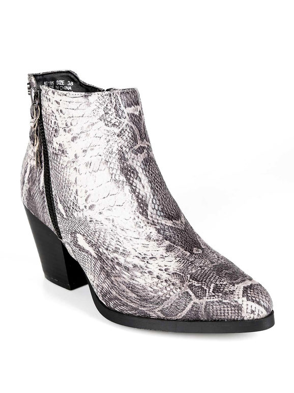 Pointed python ankle boots with heel