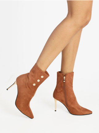 Pointed suede women's ankle boots