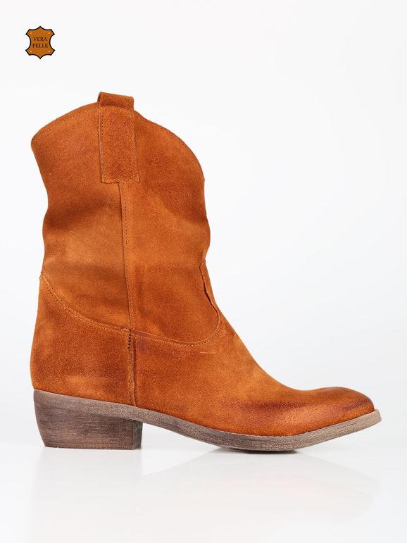 Pointed Texan ankle boots in suede