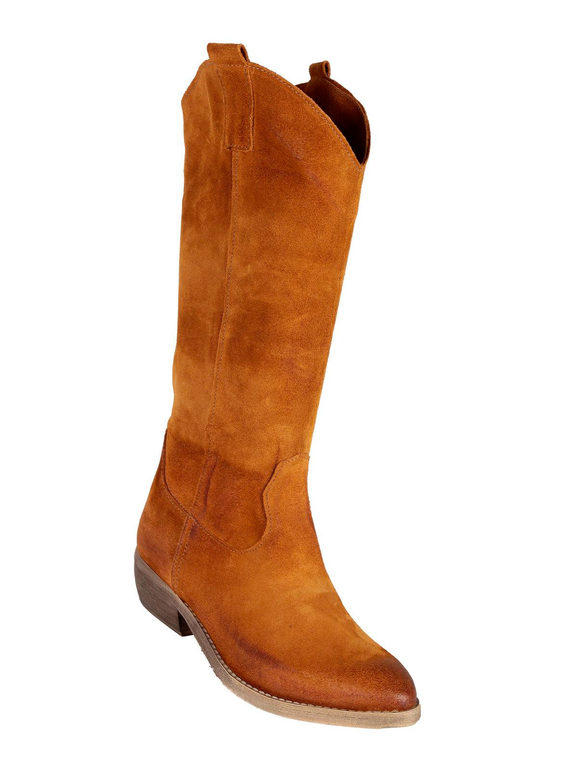 Pointed toe Texan boots in suede for women