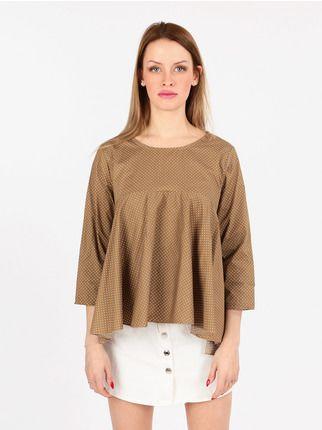 Polka dot asymmetrical blouse