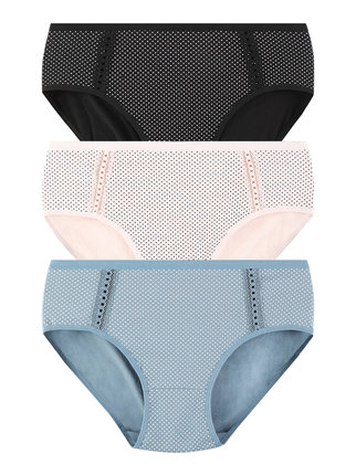 Polka dot cotton women's briefs. Pack of 3 pairs