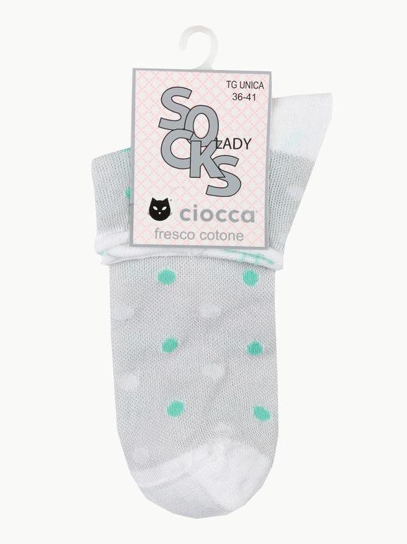Polka dot socks with raw cut hem