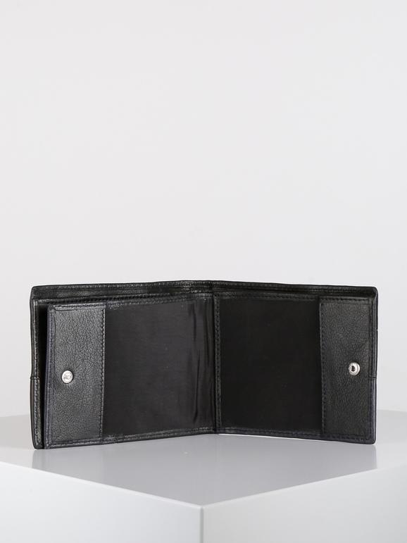 Portefeuille en cuir avec porte-chèques  noir / bleu