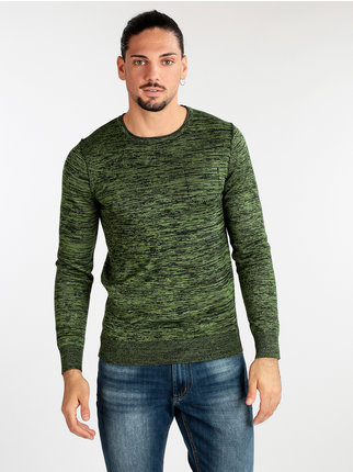 Pull col rond bicolore homme