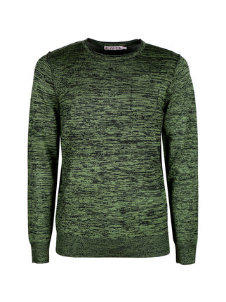 Pull col rond bicolore homme