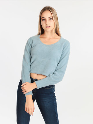 Pull femme cropped poilu