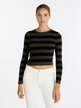 Pullover donna cropped a righe