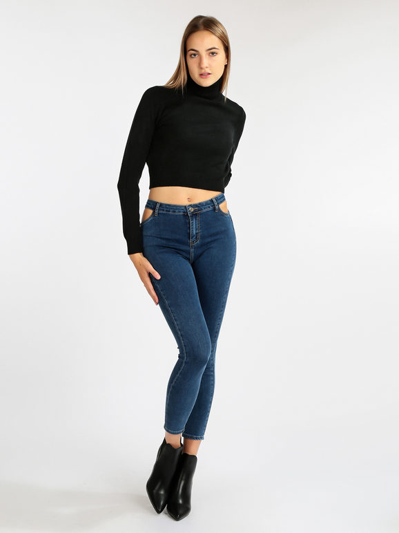 Pullover donna dolcevita cropped