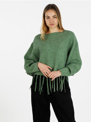 Pullover donna in maglia con frange