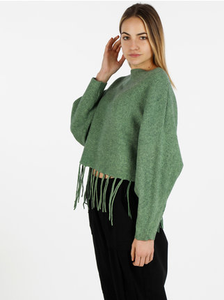 Pullover donna in maglia con frange
