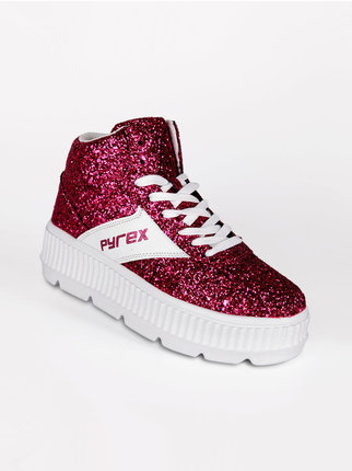PY030115  Sneakers donna alta glitter