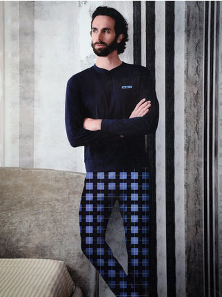 Pyjama long chaud en coton pour homme