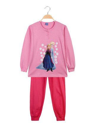 Pyjama long fille Anna et Elsa en coton