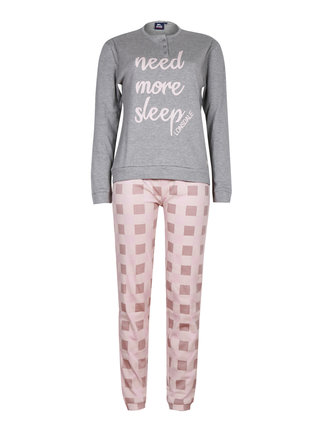 Pyjama long pour femme en coton avec imprimés