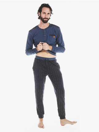 Pyjama long pour homme en coton