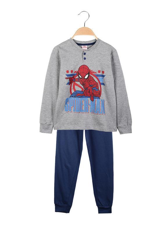 Pyjama long Spider Man en coton molletonné