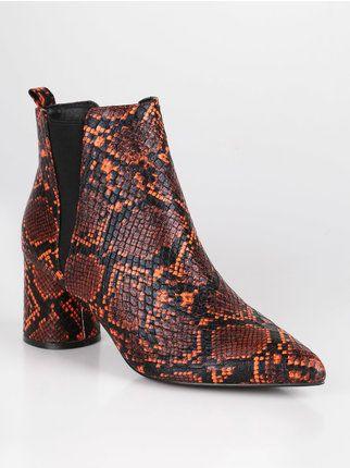 Python ankle boots with wide heel