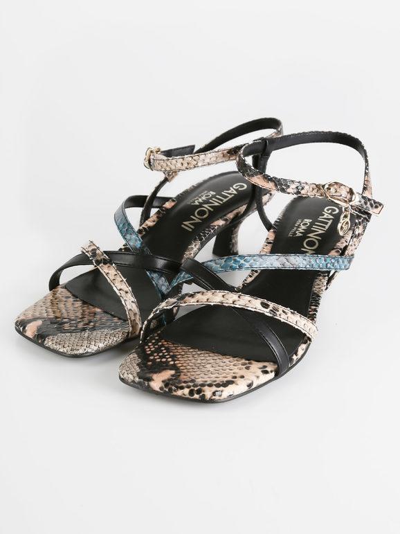 Python sandals with low heel