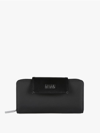 Rectangular wallet with zip and button