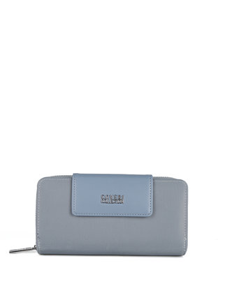 Rectangular wallet with zip and button