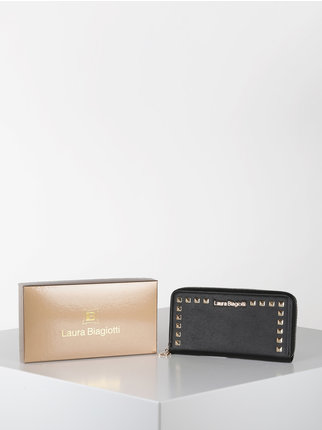Rectangular women's wallet with studs