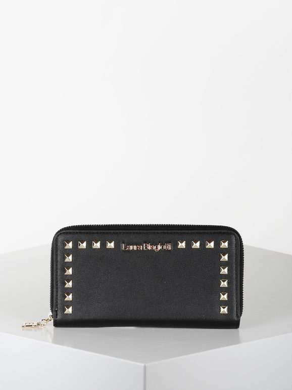 Rectangular women's wallet with studs