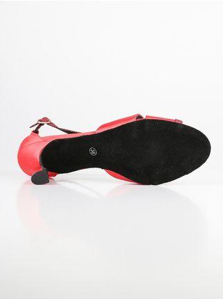 Red dance shoes with heel and glitter