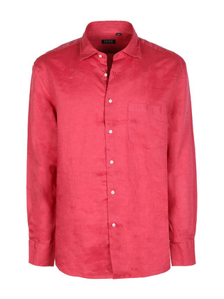 Regular shirt for men in linen with pocket