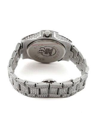 Reloj de pulsera con correa de acero y diamantes de imitación.