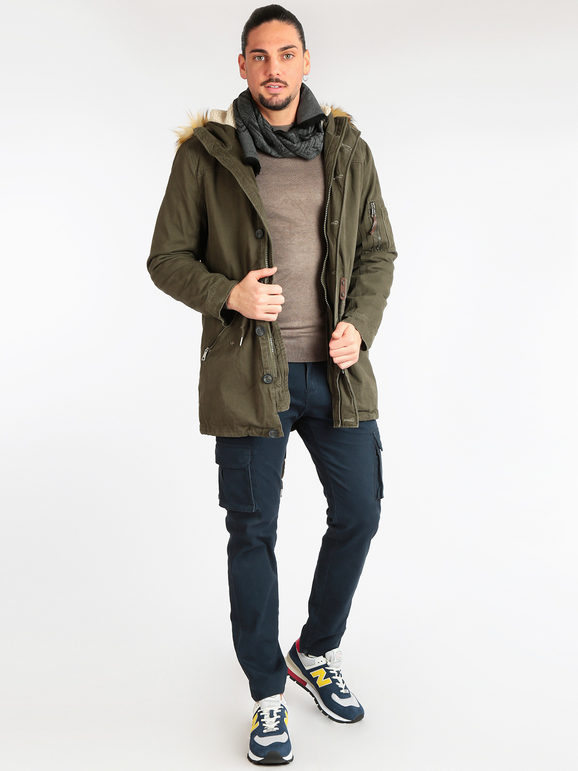 Removable parka with hood and fur
