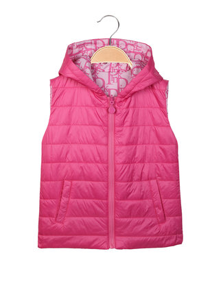 Reversible girl's vest with hood