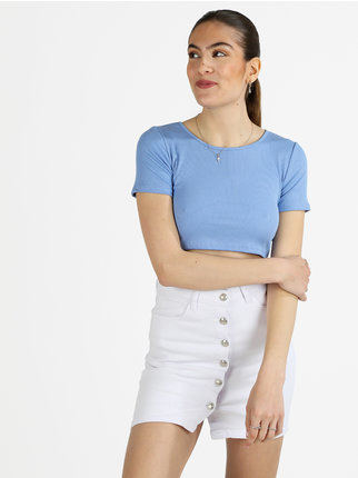 Ribbed women's cropped t-shirt