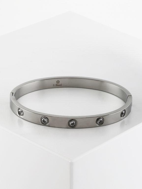 Rigid bracelet with rhinestones