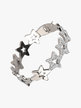 Rigid bracelet with stars and rhinestones in steel for women