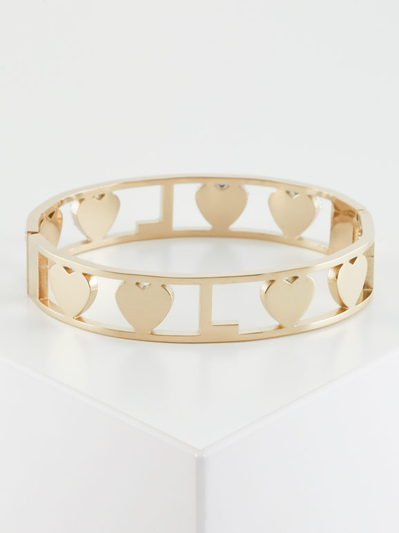 Rigid gold L bracelet