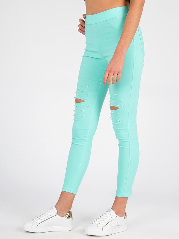 Ripped leggings with pearls